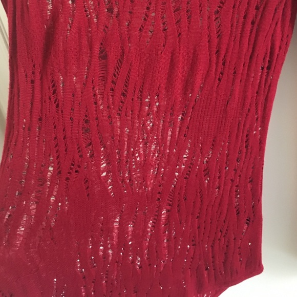 EXPRESS red asymmetrical light weight knit top - Picture 2 of 3