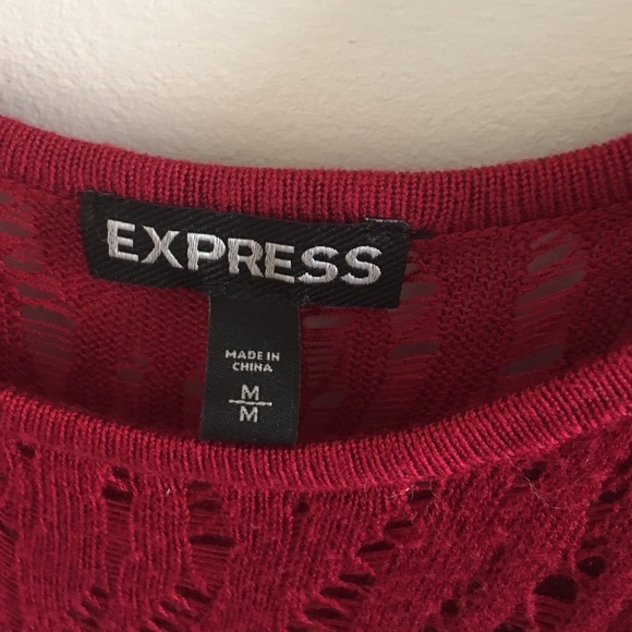EXPRESS red asymmetrical light weight knit top - Picture 3 of 3