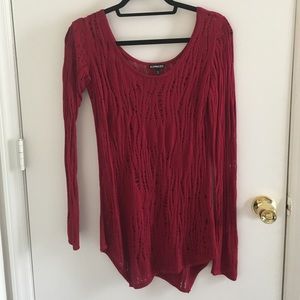 EXPRESS red asymmetrical light weight knit top