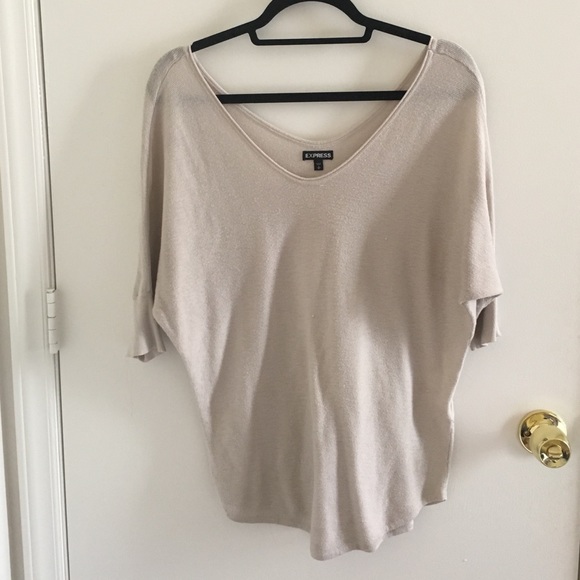 EXPRESS short sleeve creme knit top - Picture 1 of 2
