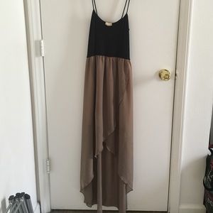 Tan and black hi-lo dress