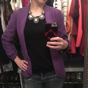 Express Blazer Purple Ruched Sleeves Jacket