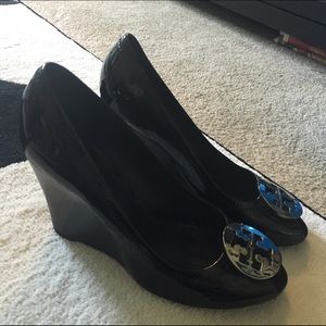 Tory Burch patent leather wedges