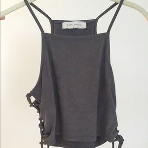 Grey suede crop tank