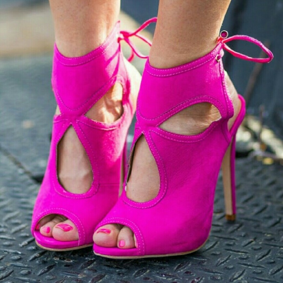 Pink Lace up Sandals