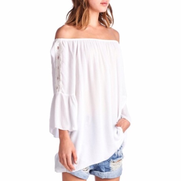 LAST ONE‼️ White Off The Shoulder Top - Picture 3 of 3