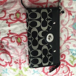 Coach black wristlet with signature C's