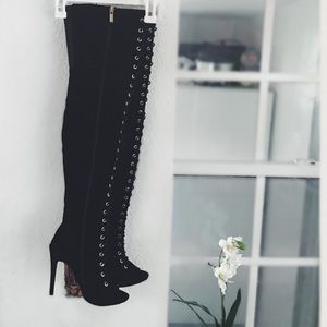 Thigh High Peep Toe Boots