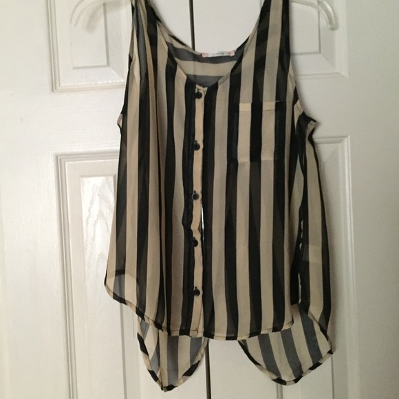 Peak a boo back, sheer, striped tank