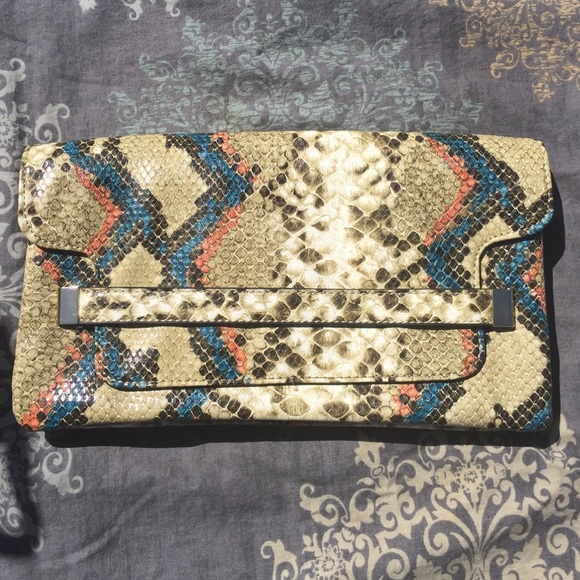 Zara faux snake pattern clutch