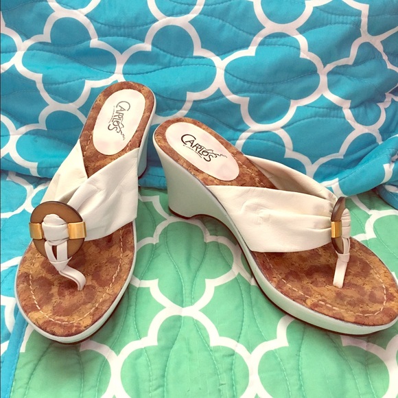 Never worn white leather sandals size 8