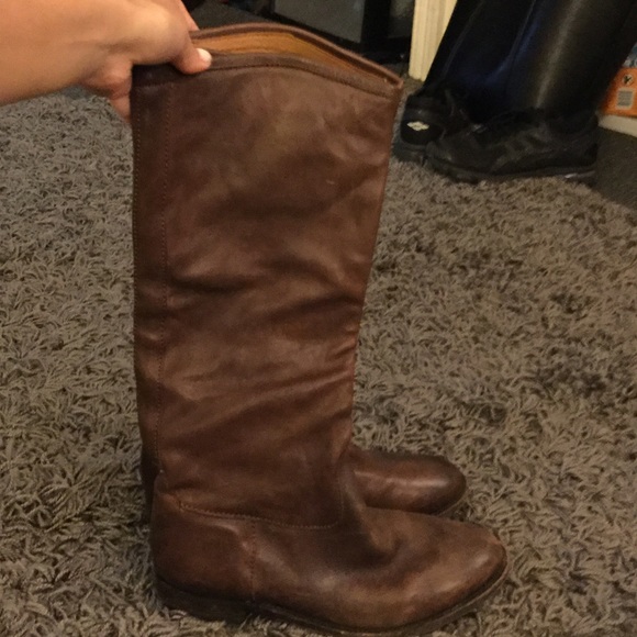 Knee high dark brown leather boots - Picture 1 of 3