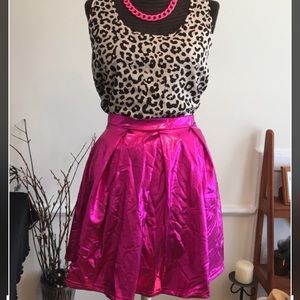 NWT Boohoo Pink Metallic Skater Skirt Size 10