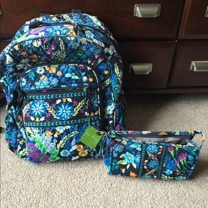 Campus backpack and makeup bag