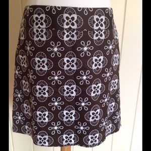 AT Loft Brown & White Embroidered Shift Skirt, 6P