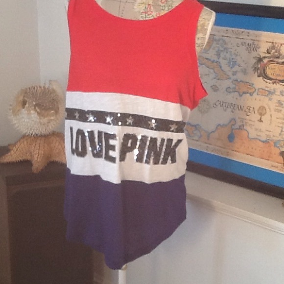 BNWT VS PINK AMERICANA BLING TANK TOP - Picture 2 of 4