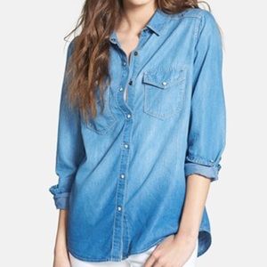 Hinge chambray button down, sz M