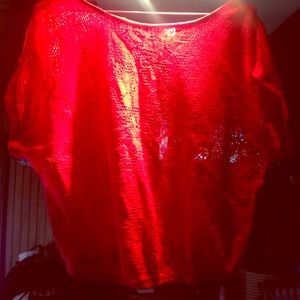 Cropped sheer bright coral cover up