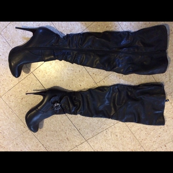 Black over-the-knee boots, size 10