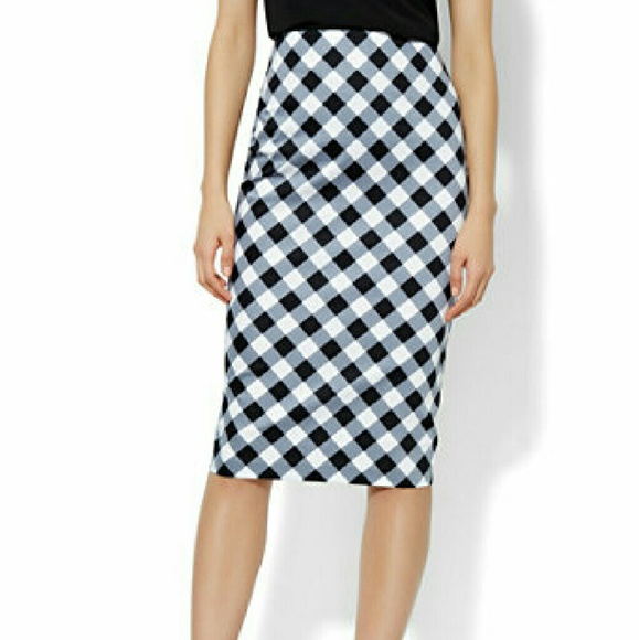 Gingham Black and White Pencil Skirt