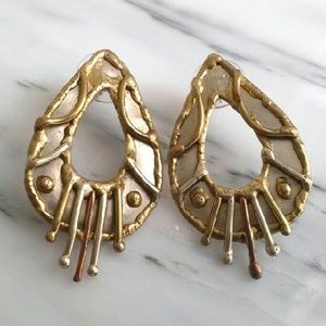 Vintage 1970s/80s Brutalist Boho Teardrop Earrings