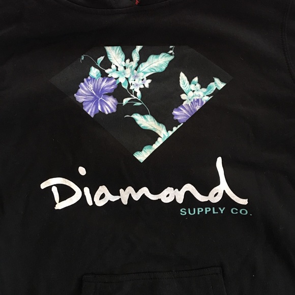 Diamond floral print hoodie