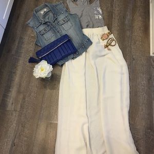 American  Apparel white chiffon maxi skirt