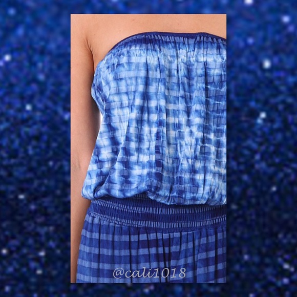 ‼️SALE LOWEST 🆕Navy Blue TyeDye Strapless Maxi - Picture 2 of 4