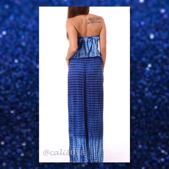 ‼️SALE LOWEST 🆕Navy Blue TyeDye Strapless Maxi - Picture 4 of 4