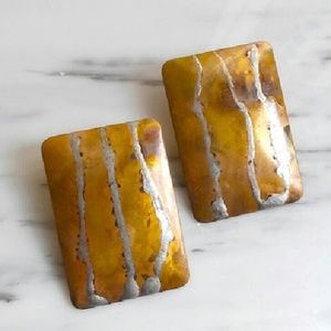 Vintage 1980s Boho Geometric Brutalist Earrings