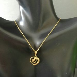 21K real Saudi gold heart necklace