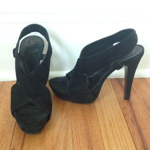 DVF Diane Von Furstenberg black slingback heels