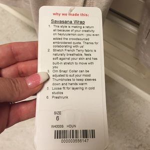 Lululemon Savasana Wrap Size 6 NWT Heathered Dune