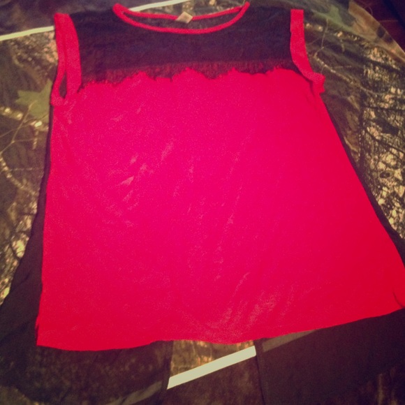 Red sheer shirt