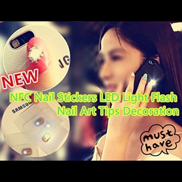 New NFC Nail Stickers LED Light Flash Tips Decor