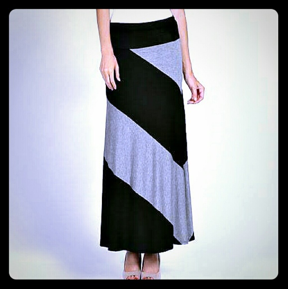 LAST 1!! Colorblock panel maxi skirt