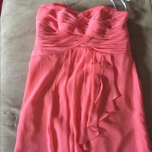 David’s Bridal Short Crinkle Chiffon Dress Coral