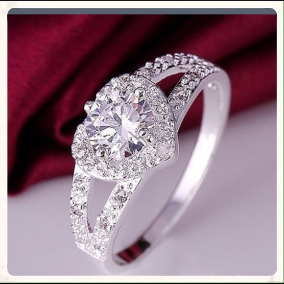 Jewelry - Stamped 925 Sterling Silver & Crystal Ring