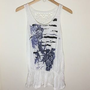 FP Graphic Tank with Lace Detail
