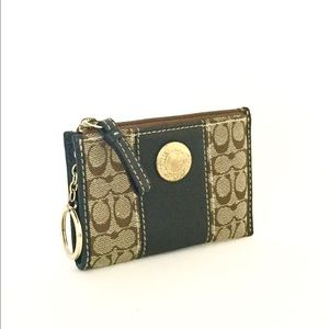 Coach Mini Skinny Denim Jacquard Card/Coin Wallet
