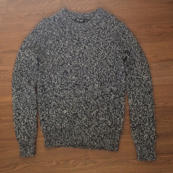 BLK DNM Wool Sweater in Heather Gray/Blue