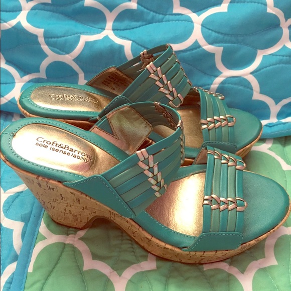 Croft & barrow teal and gold sandals