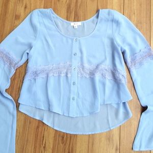 High low crop top bell sleeves