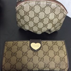Gucci wallet and cosmetic pouch