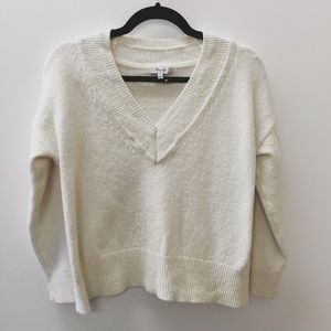 Madewell White V-Neck Sweater