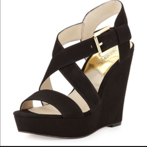 Black Micheal kors suede wedges