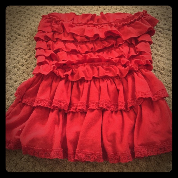 Abercrombie & Fitch frilly red tube top