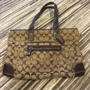 Coach Small Tote Bag Signature Monogram Brown
