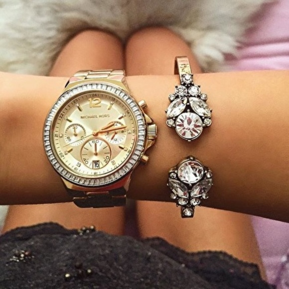 Crystal Cuff Bracelet in Gold - Picture 3 of 8