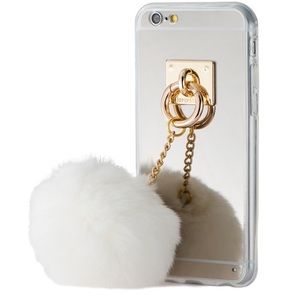 WHITE FUR BALL KEYCHAIN IPHONE 6/6S CASE 🐰